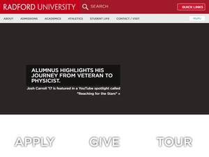 Undergraduate Freshman International Scholarships at Radford University, USA for Bachelor